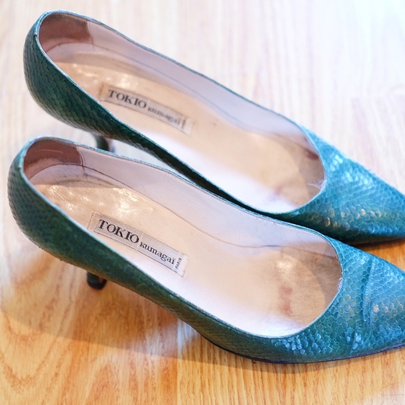 Vintage Tokio Kumagai Alligator Green Leather Heel - Picture 3 of 6